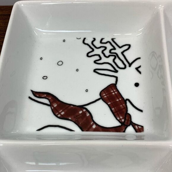 BIA Microwave Dishwasher Oven Safe Oh Deer! Sectioned Server White - Picture 4 of 6